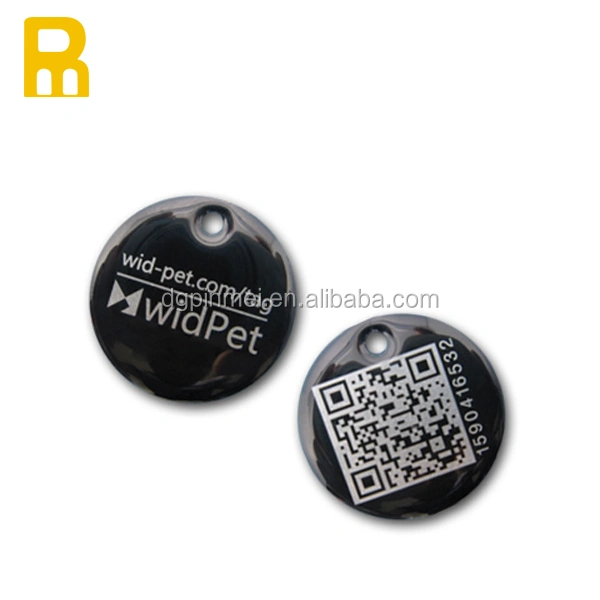 Round Custom LOGO Anodized aluminum QR code laser dog tags/pet ID tags
