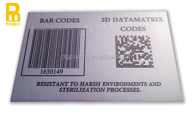 Laser egraved scannable QR code stainless steel label