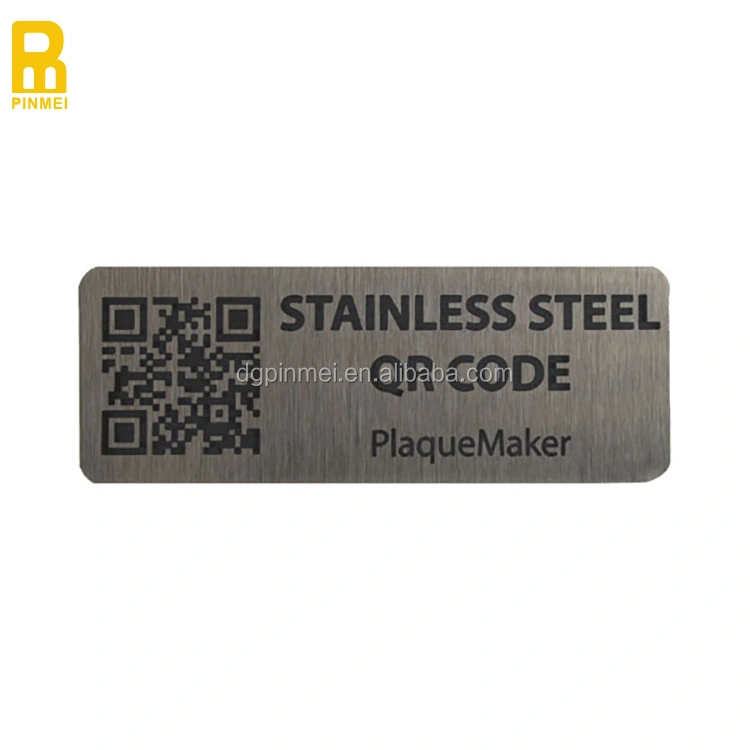 Laser egraved scannable QR code stainless steel label