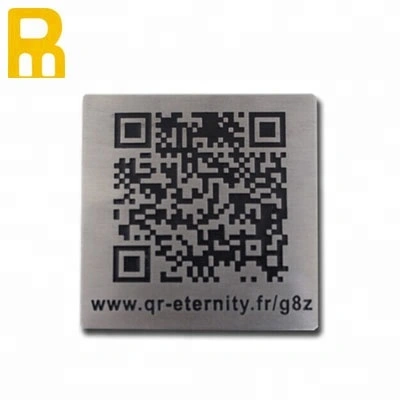 Laser egraved scannable QR code stainless steel label
