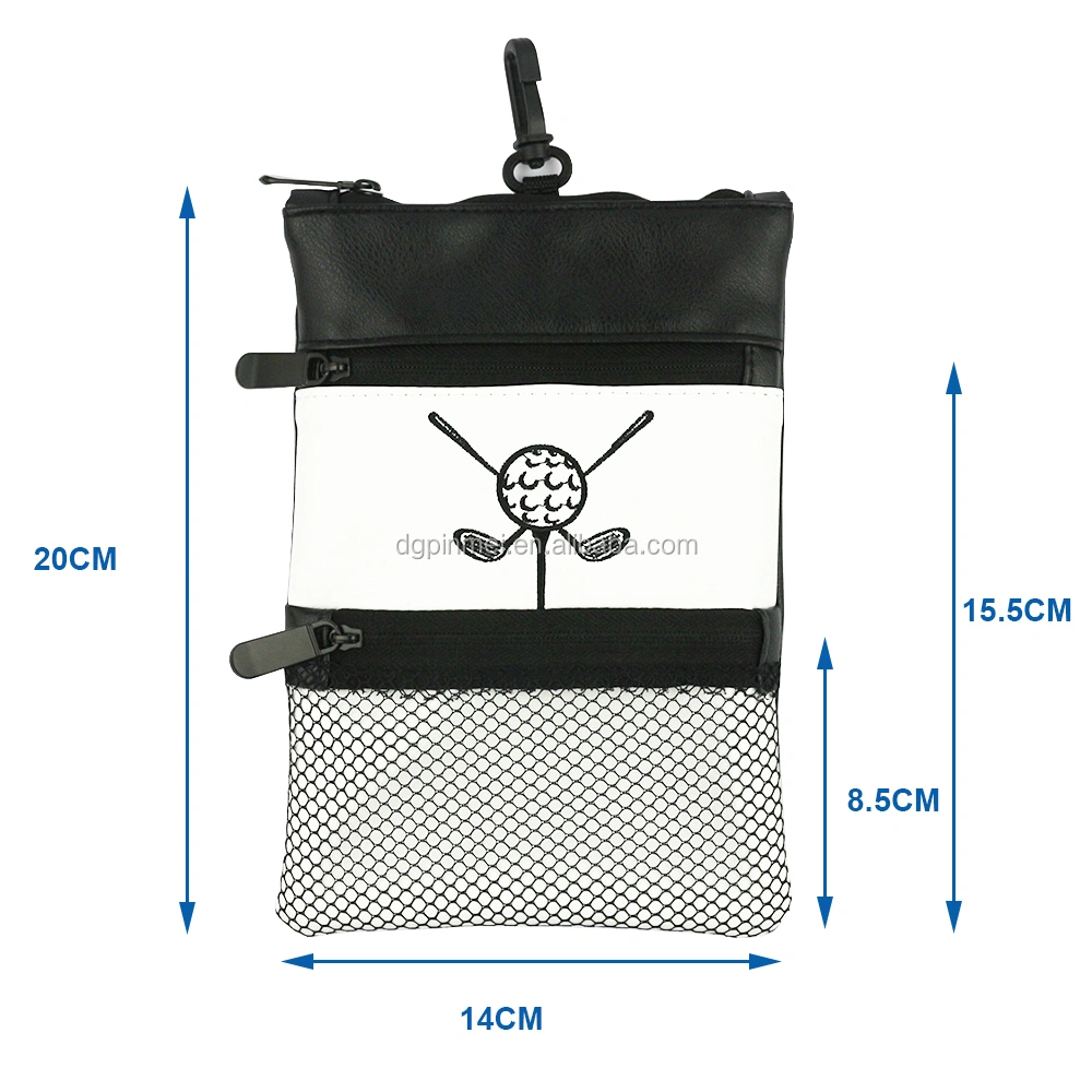 Hot Selling Golf Ball PU Leather Storage Sack Golf Pouch Golf Accessories Zipper Ball Bag