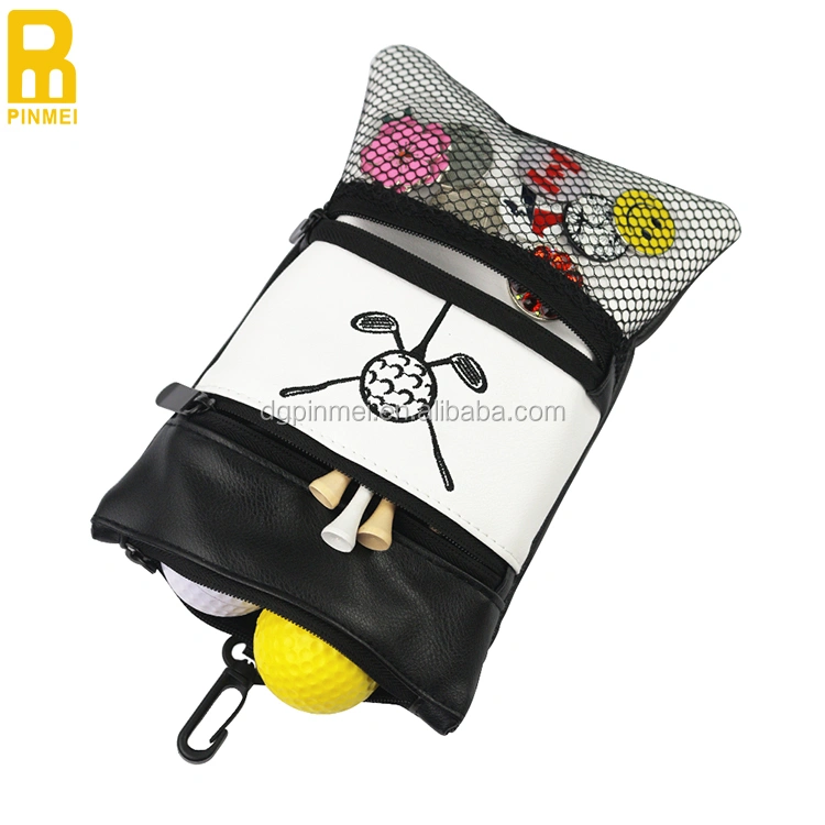 Personalized Golf Ball PU Leather Storage Sack Valuable Golf Pouch Golf Accessories Zipper Ball Bag