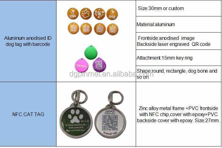 round shaped pet ID tags with custom printed logo in one side and QR code on the other side