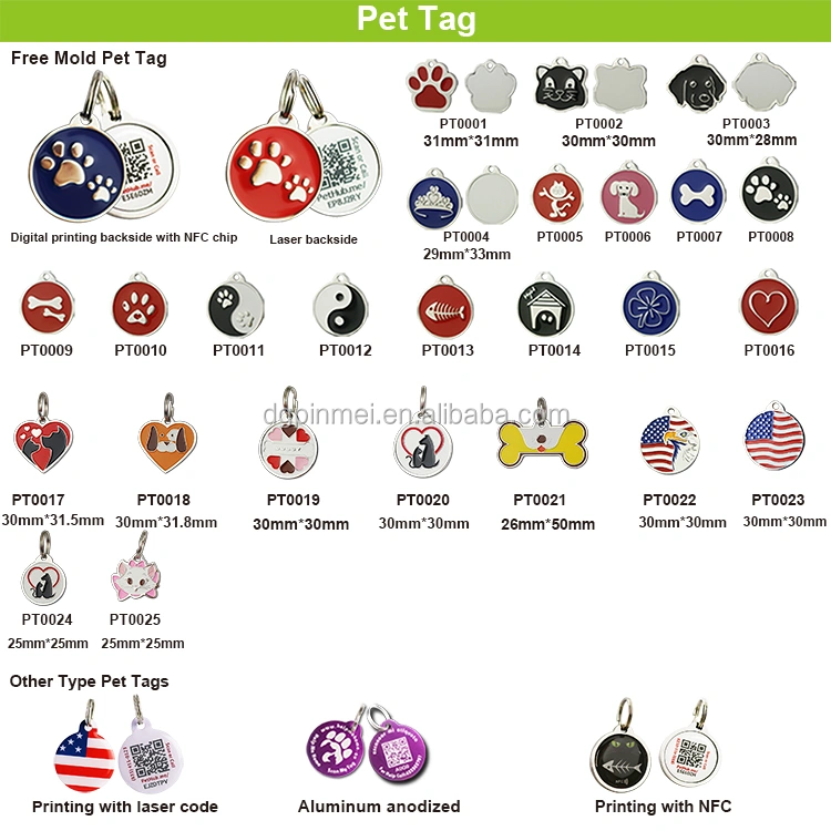 Customized Unique QR Code Dog Tag/ID Pet Tag Different Number Pet Tag for Dogs/Cats