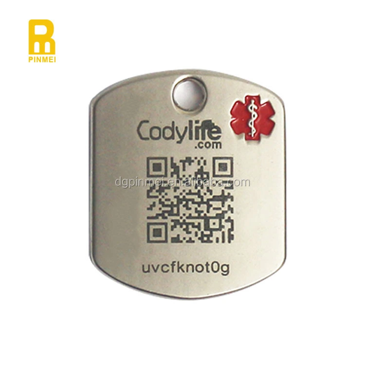 Custom Stainless steel metal asset tag label barcode QR code ID number tracking