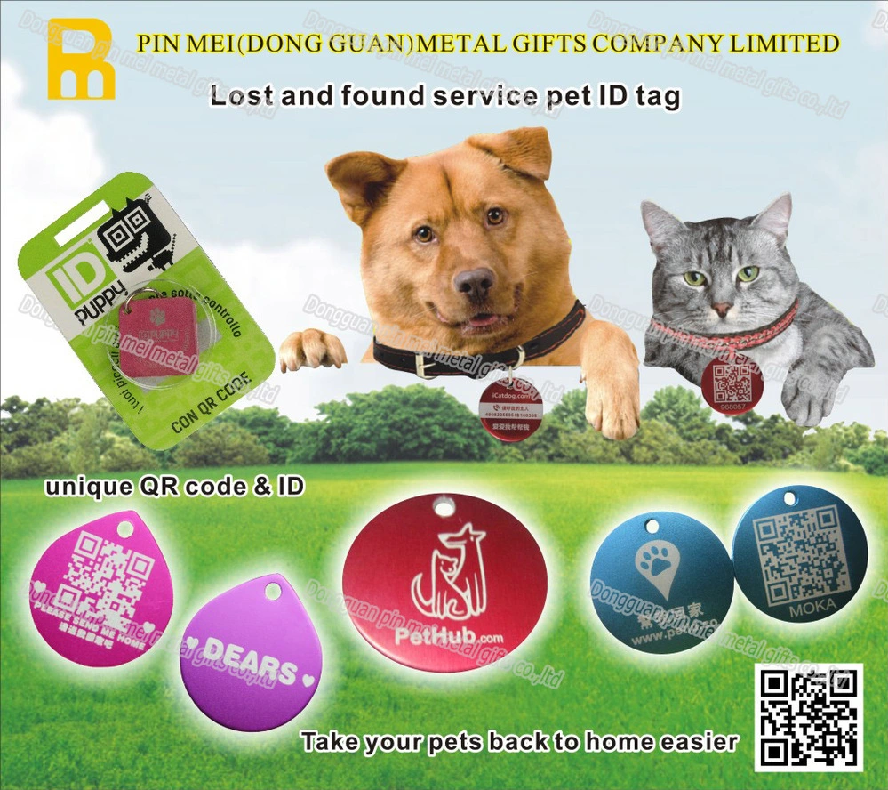 engraving logo unique QR code laser engraving pet id tag with metal plate