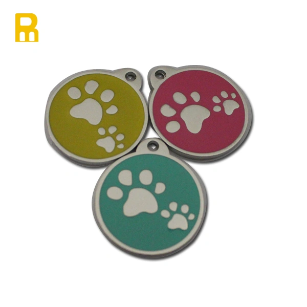 Metal engraved paw design unique qr code pet tag dog id tag