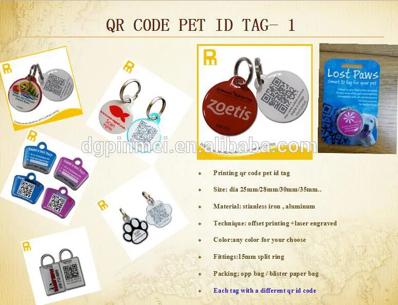 shinny metal qr code dog tag for pets license tag