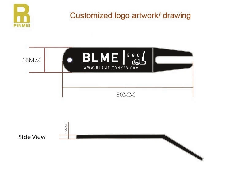 Custom Laser Engraving Logo Metal Bent Pitch Fork Golf Repair Divot Tool