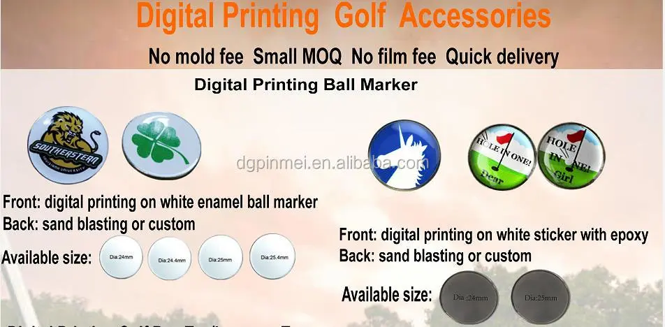 Metal Ball Marker Printed Logo 25mm Blank Golf Ball Marker For UV Printing