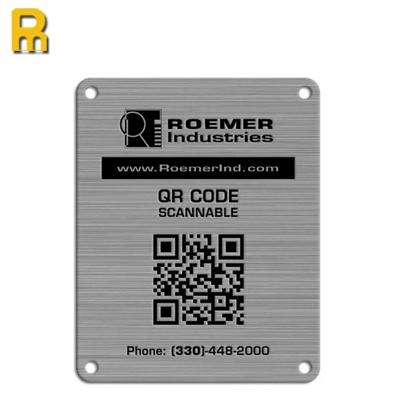 Custom metal nameplate brass name plate with qr code barcode