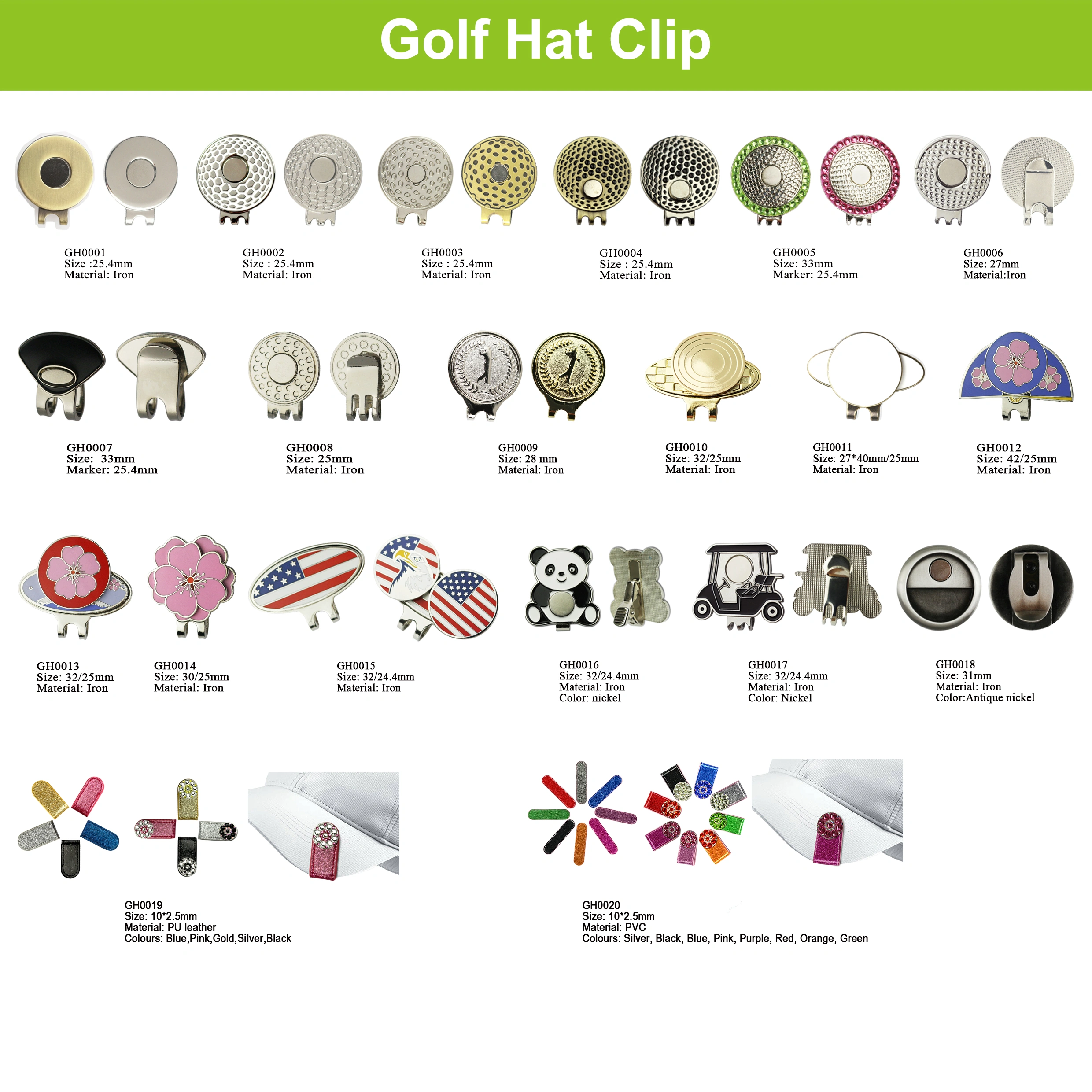 Hot sale blank custom club metal golf accessories ball marker hat clip