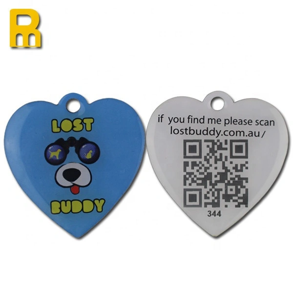 Heart shape ID tag dog tag qr code pet tag