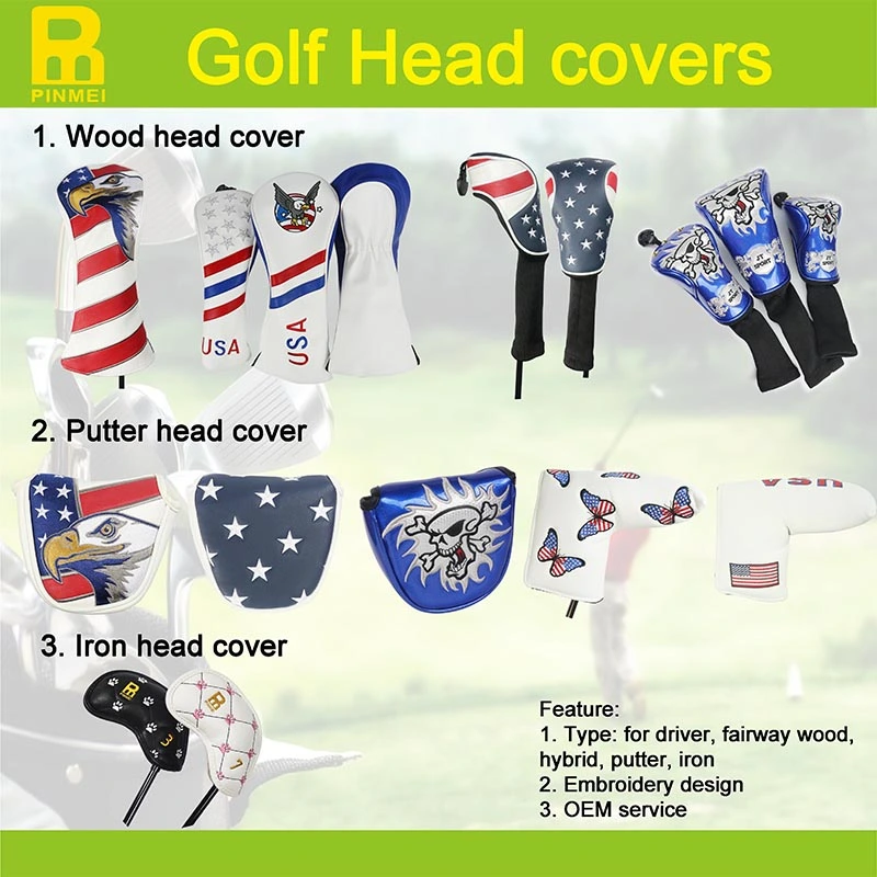 Manufacturer Custom High Quality PU Leather Golf Club Head Cover