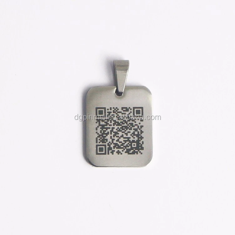 Tracking qr code metal name tag necklace / metal dog tags for people