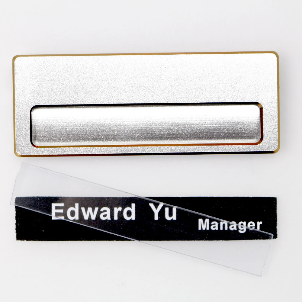 Custom logo gold name badge name plate with safety pin