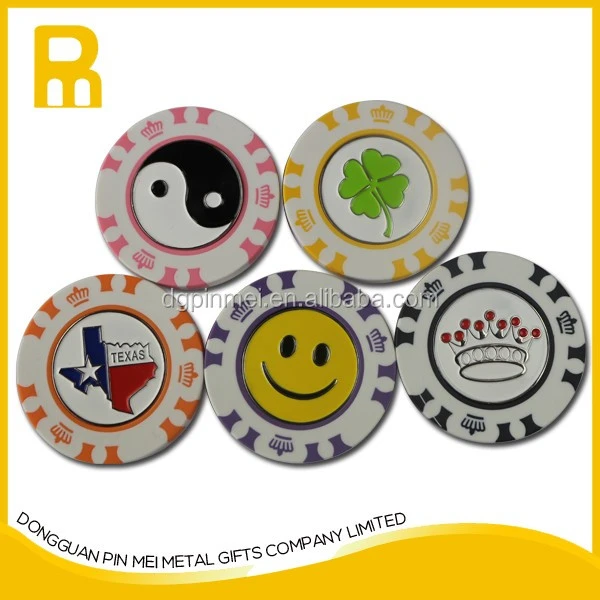 2016 Factory bulk wholesale blank magnetic poker chip with ball marker for golf