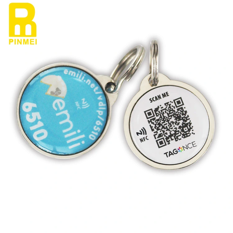 High quality metal frame rfid qr code NFC rfid ID pet tag