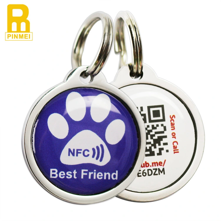 High quality metal frame rfid qr code NFC rfid ID pet tag