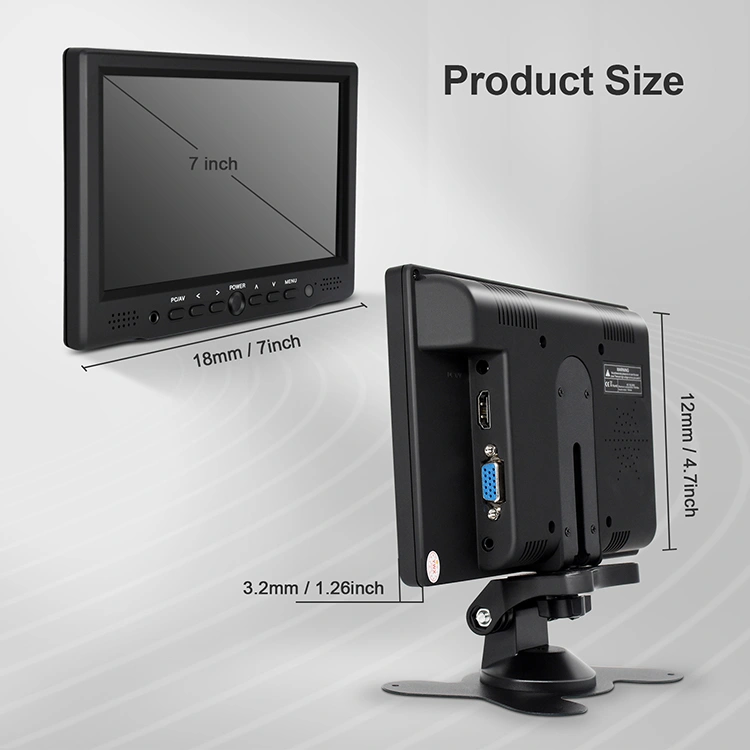 Oscan Factory hot selling 7 inch IPS cctv car desktop portable monitor with HD-MI BNC VGA USB AV input