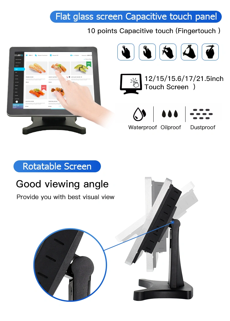 Restaurant all in one pos pc 15 inch Retail Touch Screen Pos Systems Cashier Register support different POS software