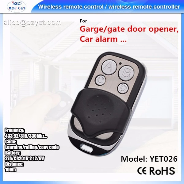 433mhz Electric Cloning Universal Gate Garage Door Remote Control Key Fob universal remote control for home alarms