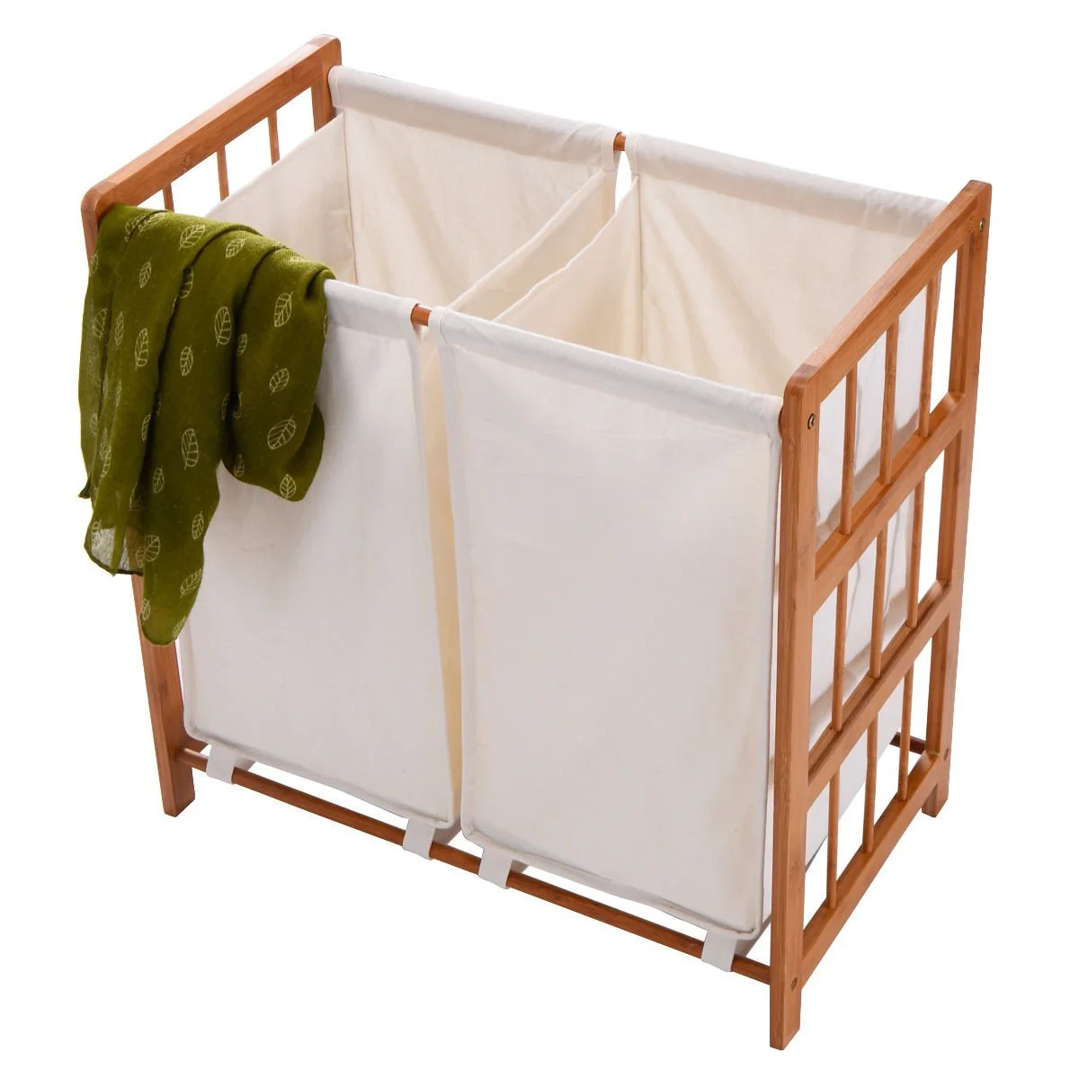 3 Bags Laundry Basket Bamboo Fabric Storage Bins