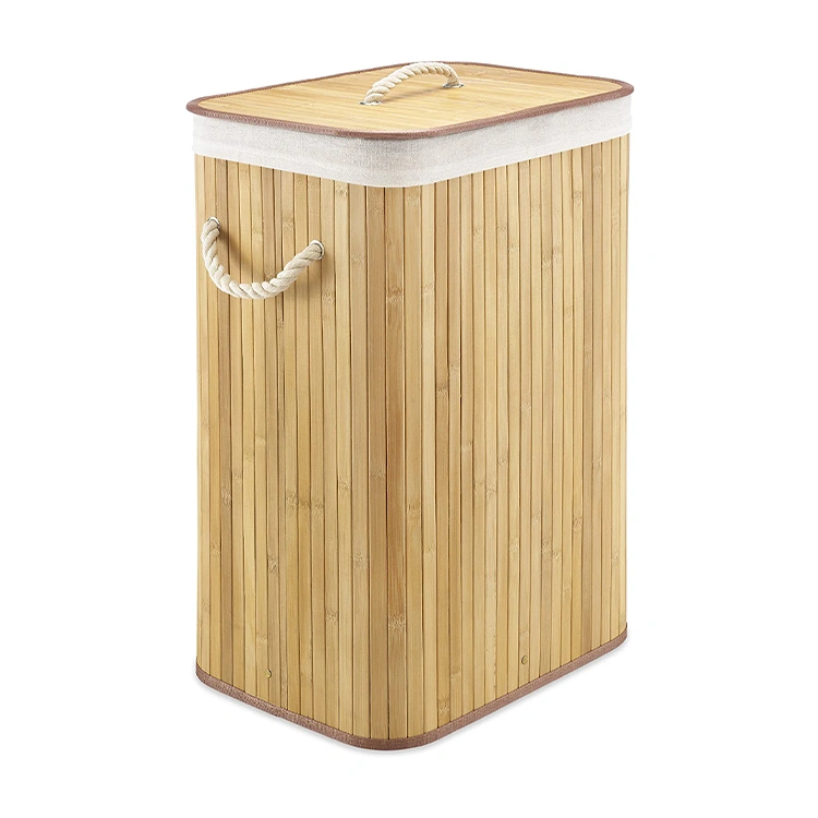 Wholesale Household Use Plain Luxury Square Bamboo Laundry Basket With Lid