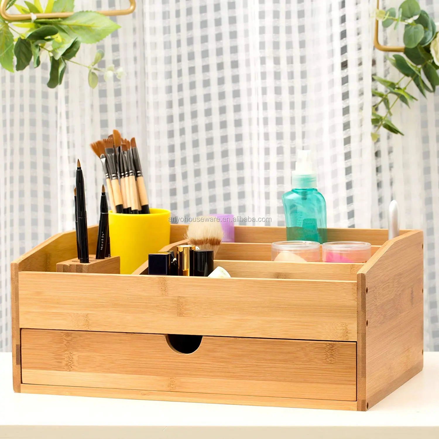 Wholesale Durable Office Bamboo Desk Organizer with Drawers