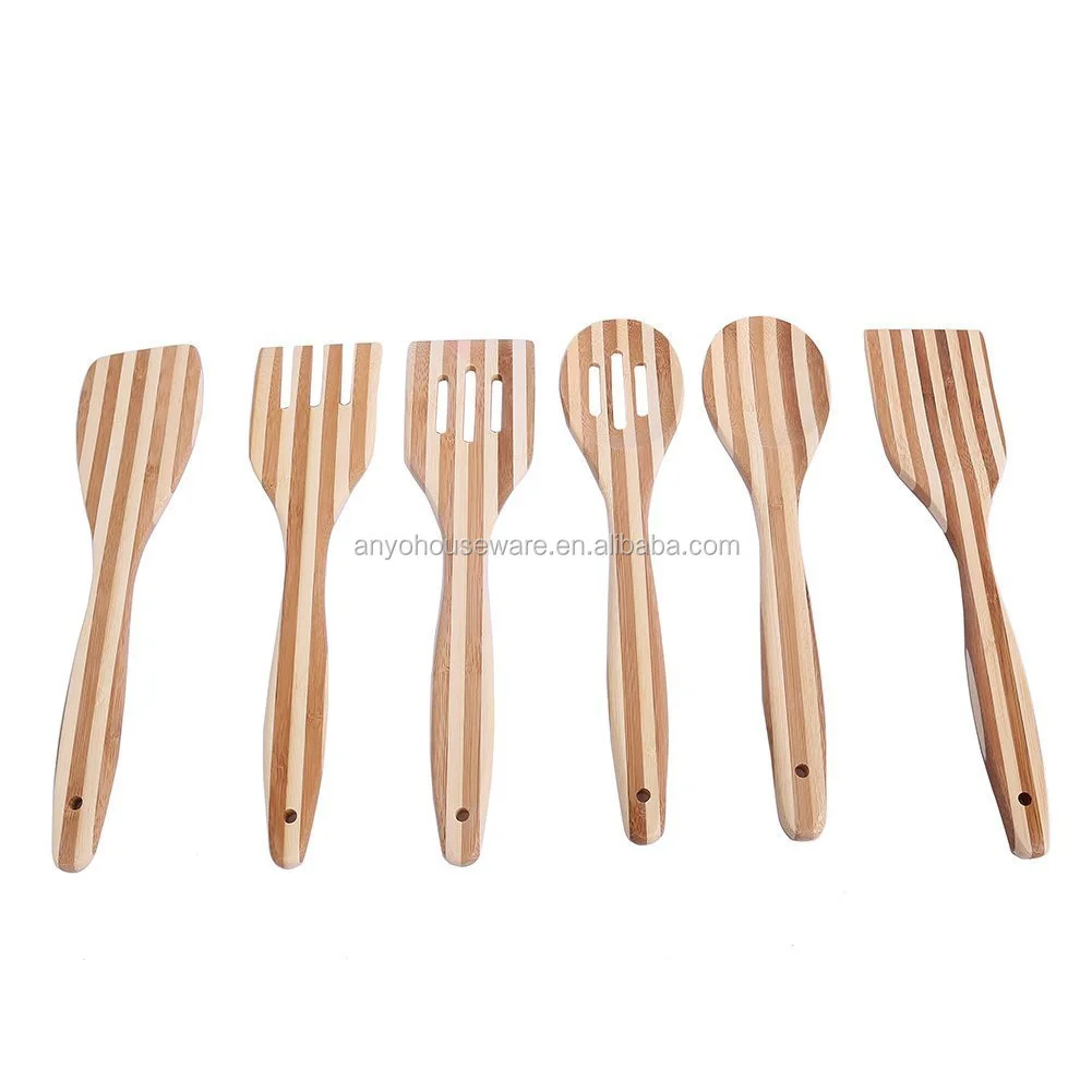 Factory Wholesale Bamboo Cooking Utensil Set of 6 for Kitchen