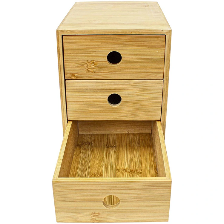 Eco-friendly 3-tier Natural Bamboo wood stand desk organizer table tidy with Drawers for Office Home