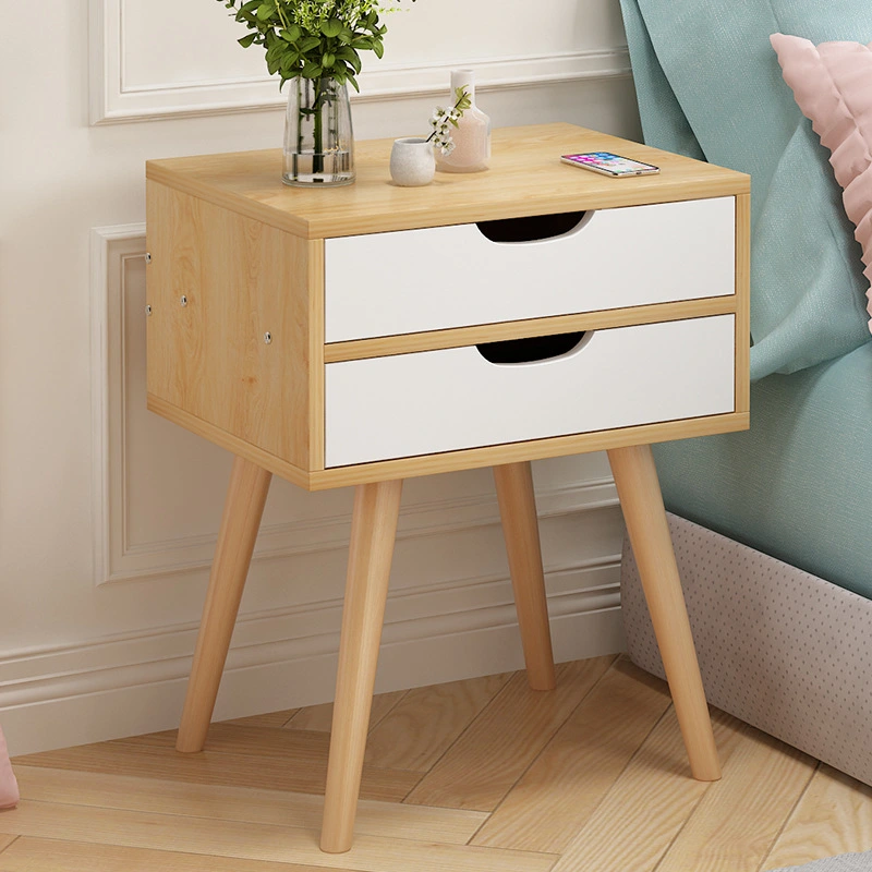 Bedroom Nightstand with 2 Drawers Bedside Table Assemble Storage Cabinet