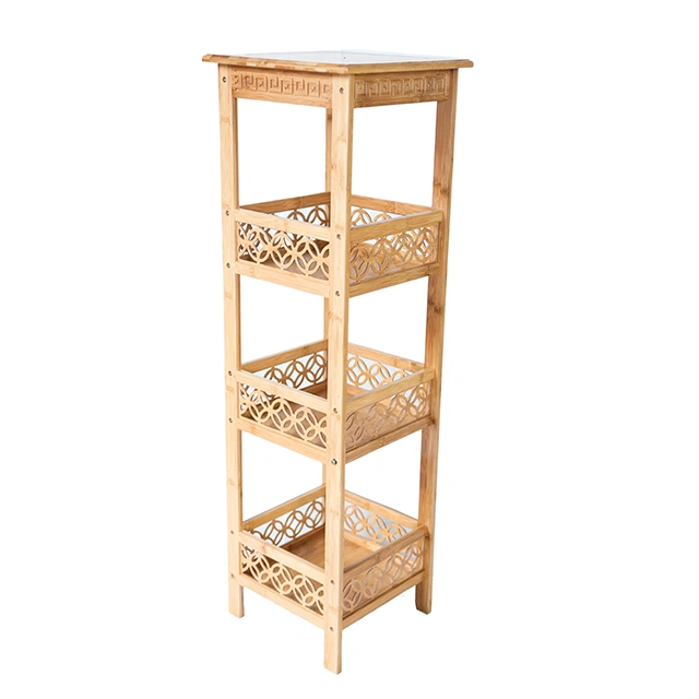 Beautiful Customized High quality 3 Tiers Bamboo Ladder Wooden Storage Shelf Bathroom Shelf