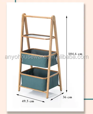 Bedroom bathroom bamboo Oxford cloth 3 floors collate storage rack clothes storage