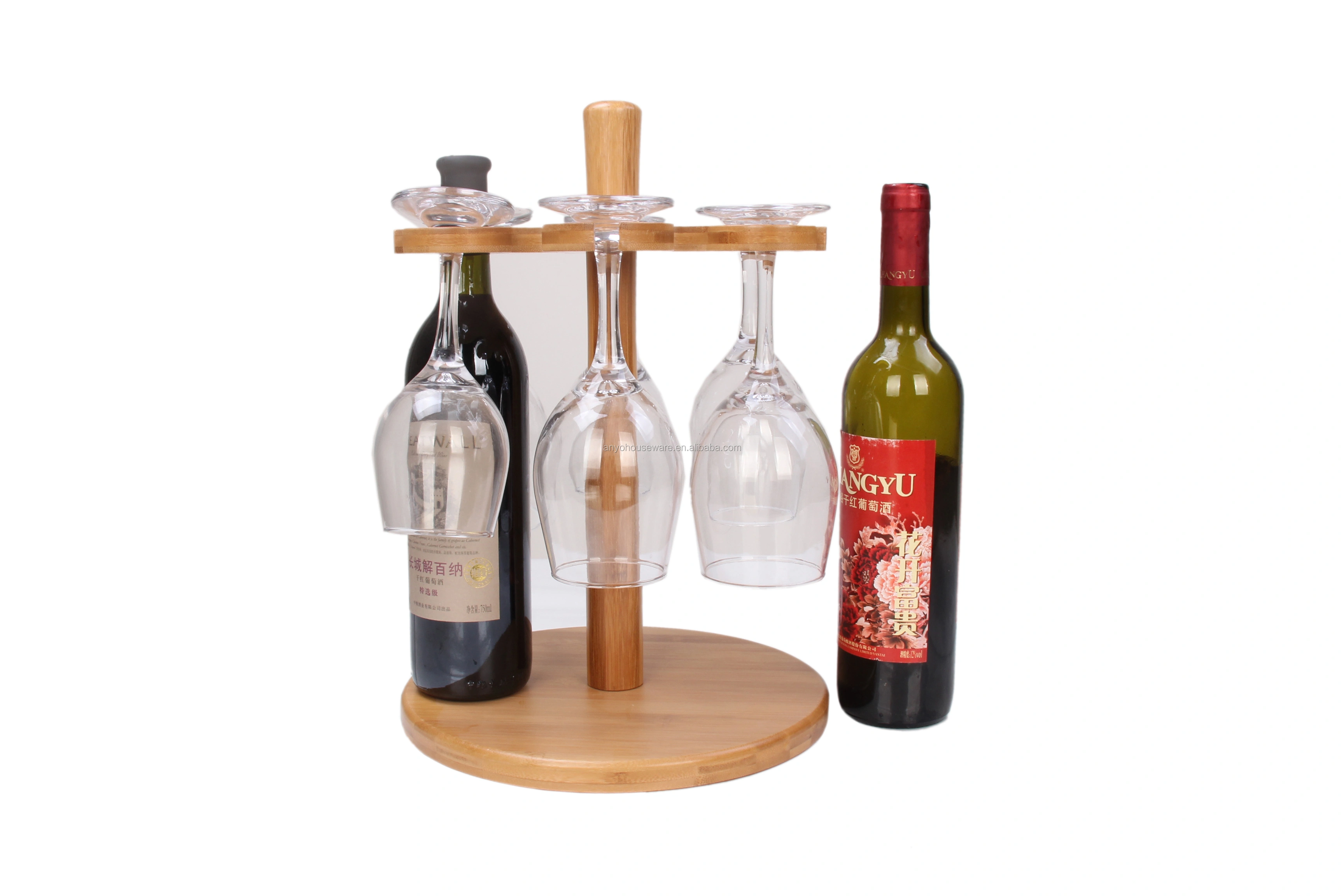 Wholesale 100% Handmade Bamboo Countertop Wine Glass Bottle Rack