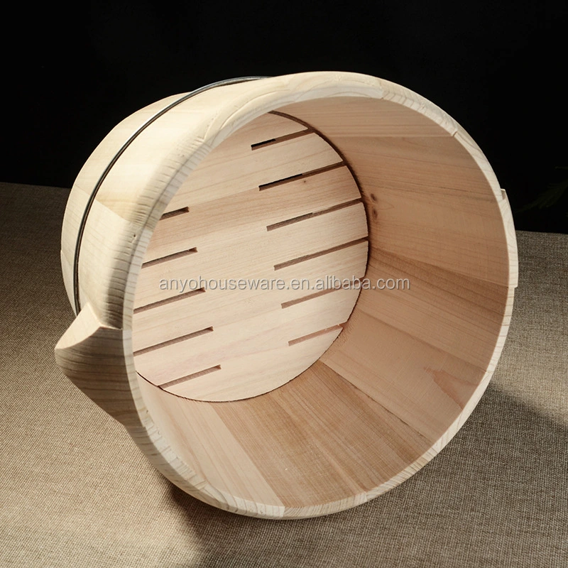 Kitchen Wooden steamed rice brewing bucket for household Hotel with lid and handle
