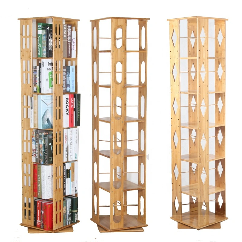360 Rotating Bookcase Bamboo Bookshelf Revolving Bookcase