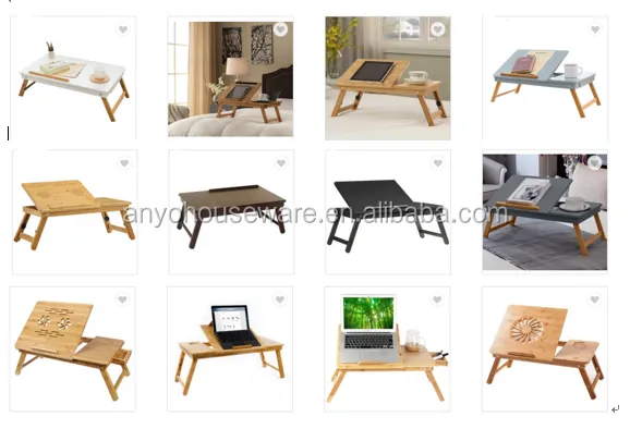 High quality wooden portable cheap laptop bed table with foldable leg