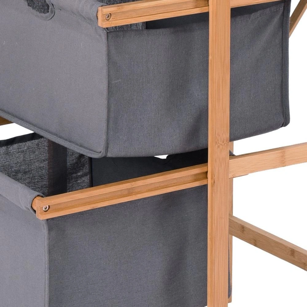 3 Layer Drawers Laundry Basket Bamboo Fabric Storage shelf