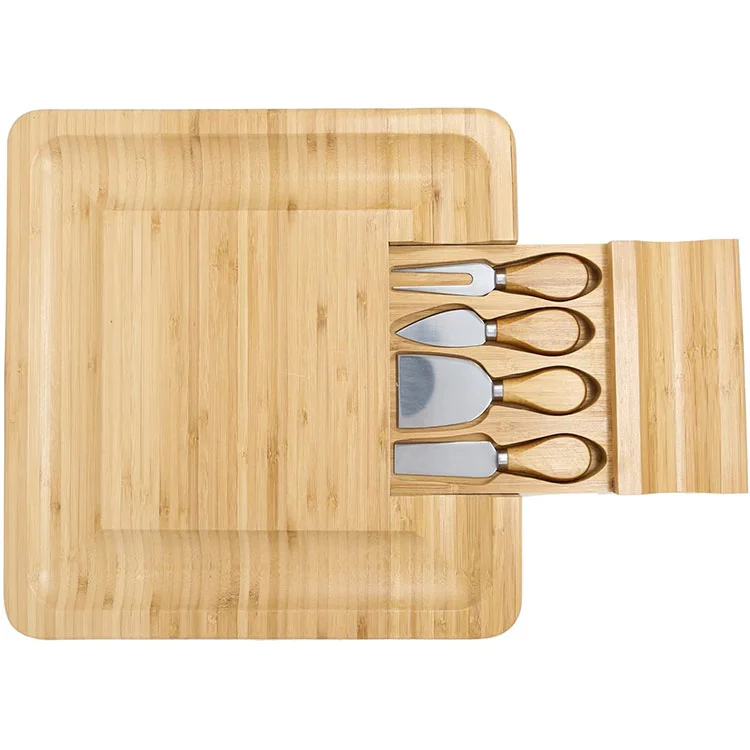 Wholesale Vegetable Pizza Board Mini Square Cheese Board Bamboo Small Cutters Are Included