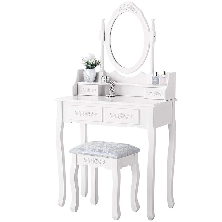 Hot Selling Mirrored Dressing Table with 2 Drawers and Stool