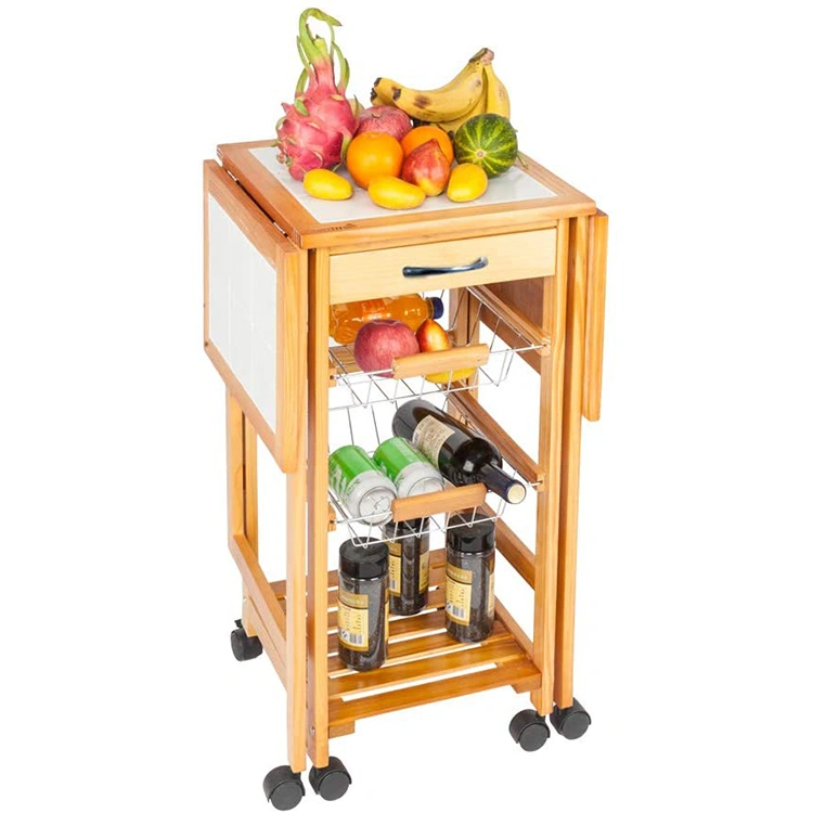 High Quality Design Foldable Kitchen Service Table Trolley Storage With Wheels
