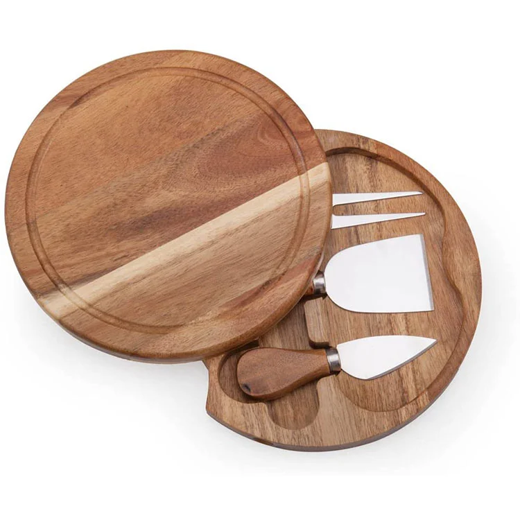 Wholesale Customizable Design Wooden Cheese Board Sets With Tools Cutlery Set