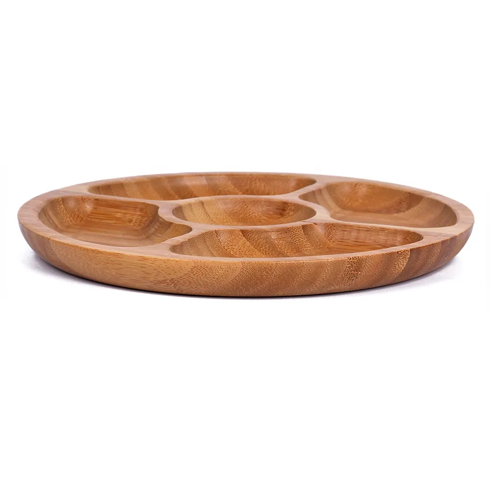 Round Shape Bamboo Wood Serving Tray for Hotel/Coffee House/Bar