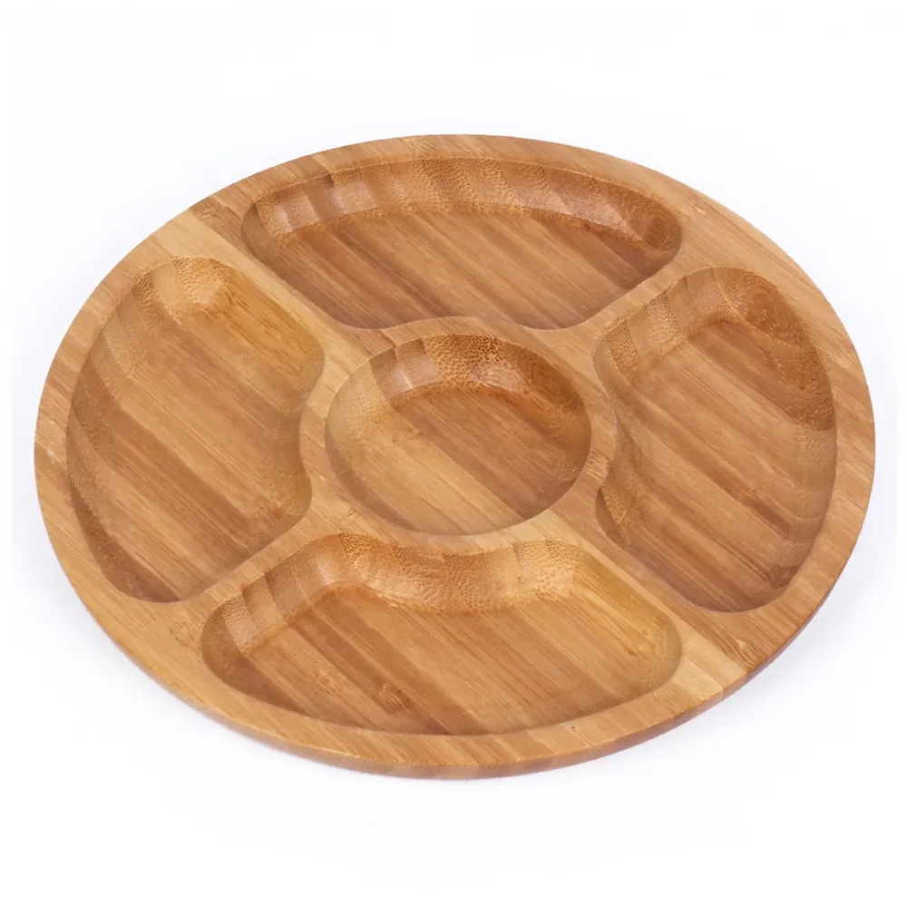 Round Shape Bamboo Wood Serving Tray for Hotel/Coffee House/Bar