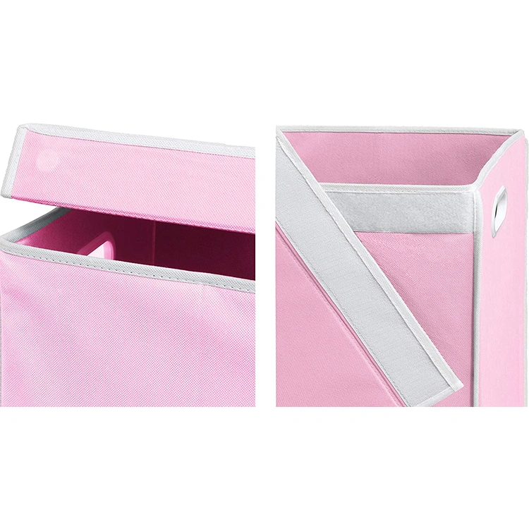 Anyo Non Woven Fabric Trapezoidal Cotton And Linen Folding Clothes Toys Laundry Basket Pink