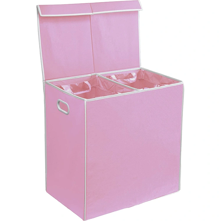 Anyo Non Woven Fabric Trapezoidal Cotton And Linen Folding Clothes Toys Laundry Basket Pink