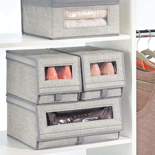 Anyo Hot selling 8 Pack Fabric Closet Storage Organizer Shoe Box for Dress Shoes, Boots, Pumps- Window