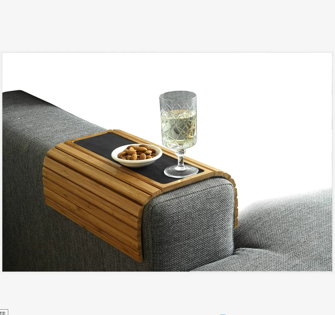 Bamboo Sofa Tray Table with Anti-Slip for all Armrests.