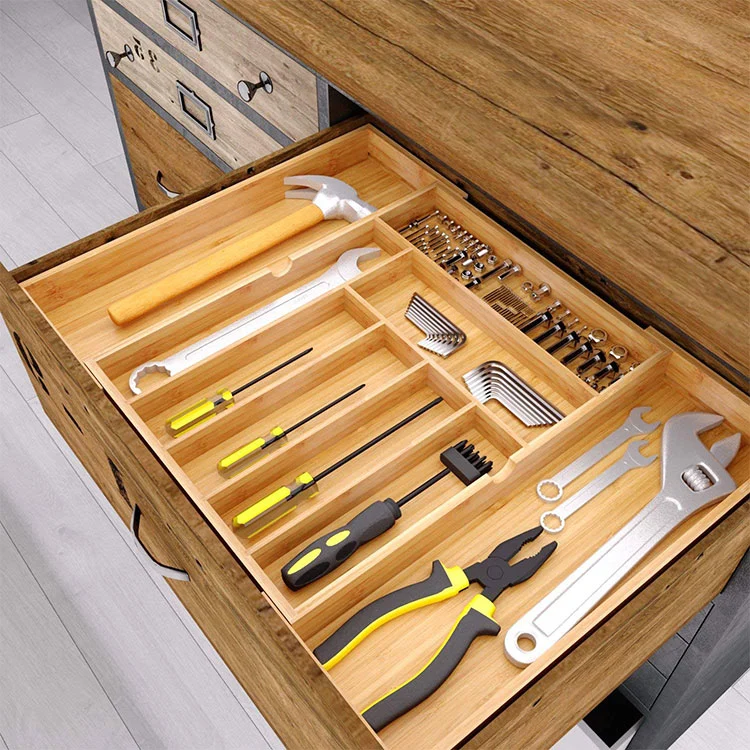 Wholesale Office Tools Kitchen Bamboo Expandable Drawer Organizer